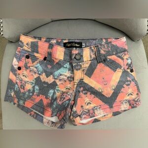 Yellow, Black, Orange Jean Shorts Vibrant Design